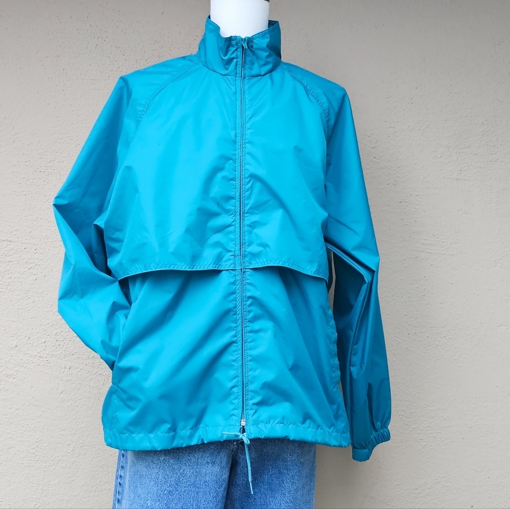 Vintage Pacific Trail Mesh Lined Teal Windbreaker W/ Adjustable Waist Size Large